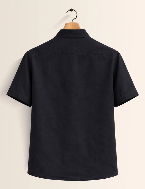 Premium Black Embroidered Bird Half Sleeve Shirt