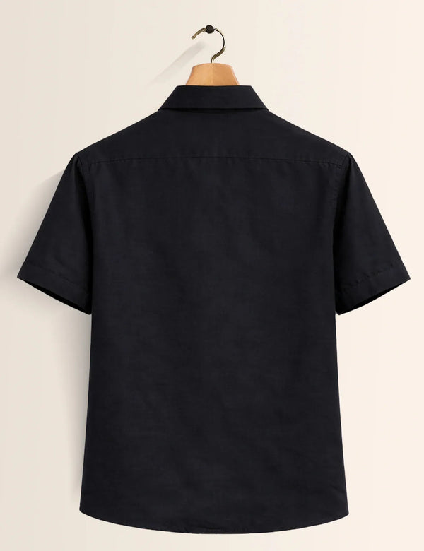 Premium Black Dragonfly Embroidered Half Sleeve Shirt
