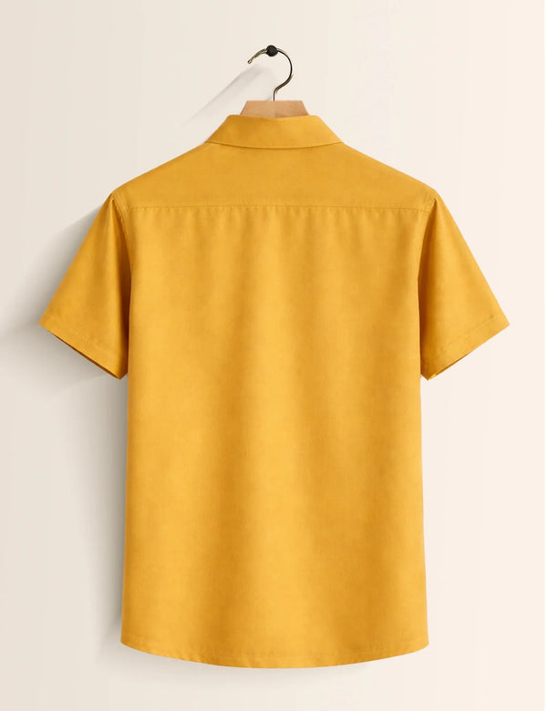 Premium Golden Landscape Print Half Sleeve Shirt