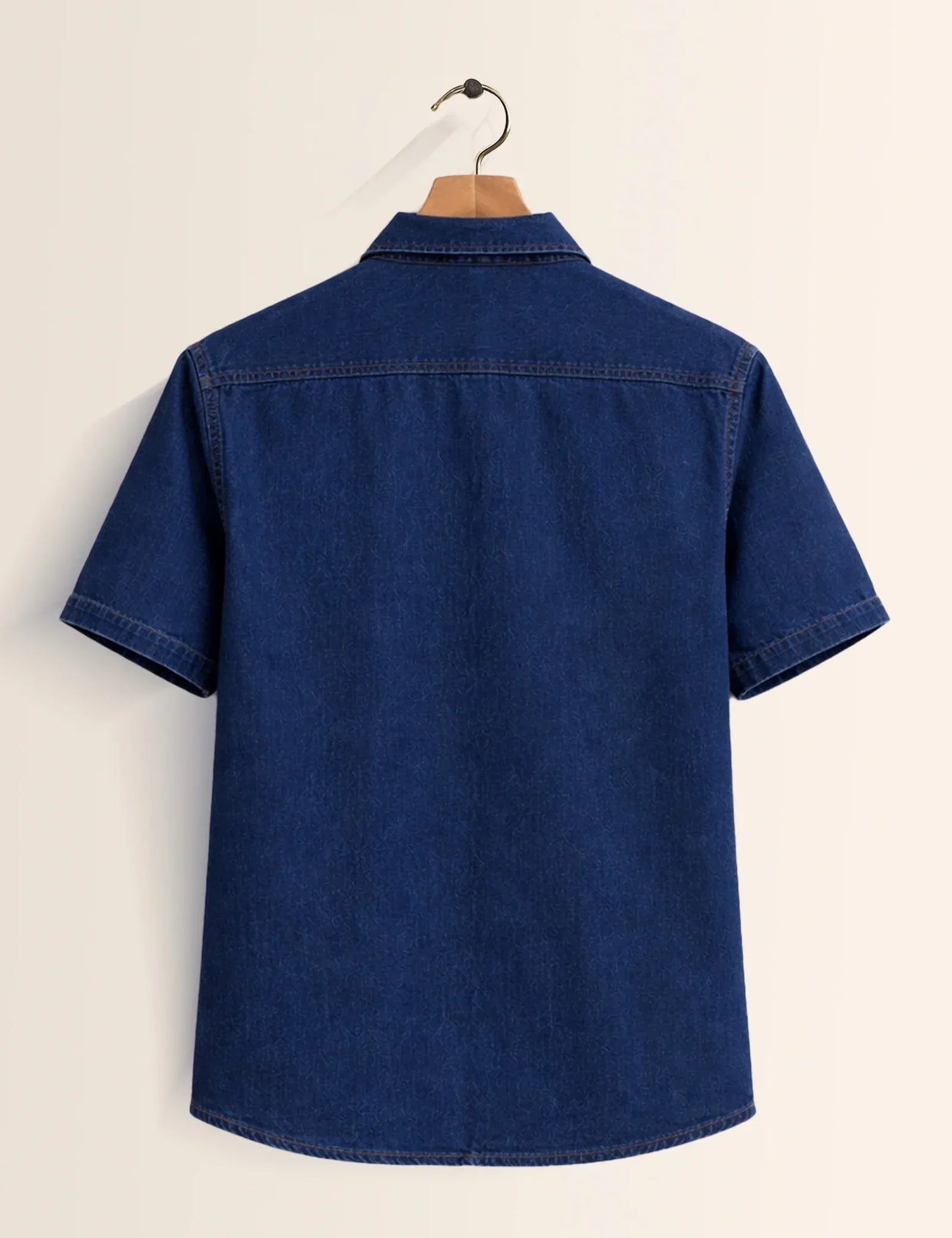 Premium Denim Beach Embroidered Half Sleeve Shirt