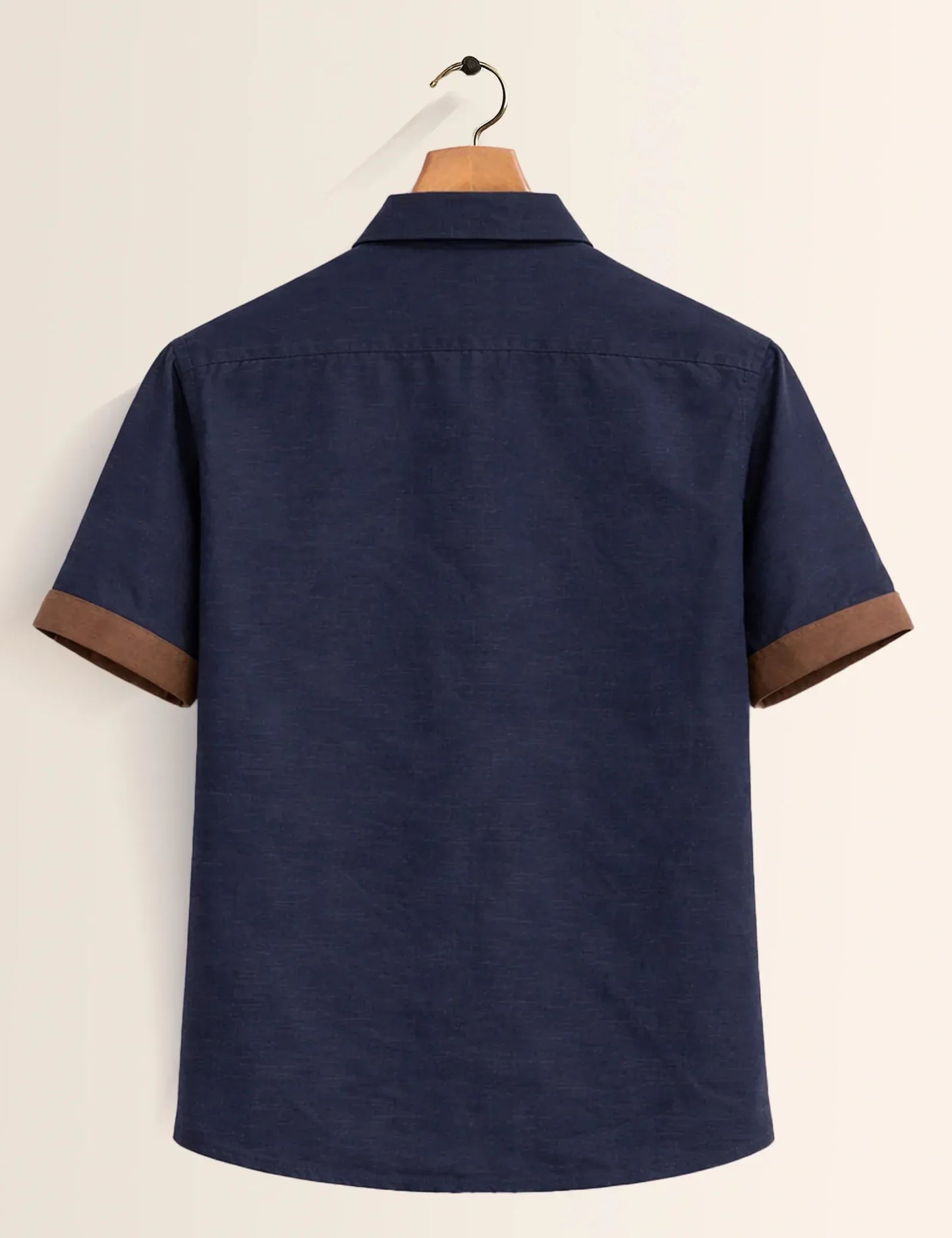 Premium Navy Contrast Pocket Half Sleeve Shirt