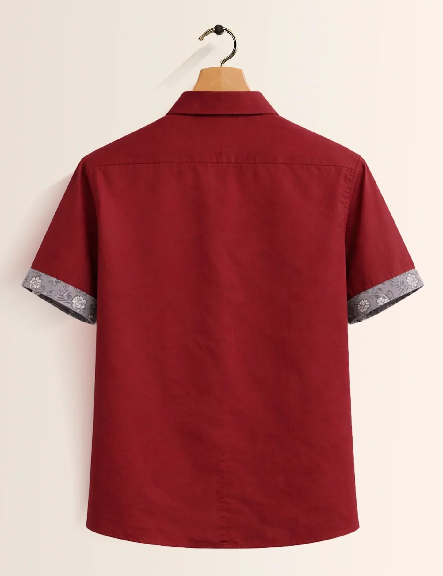Premium Maroon Contrast Cuff Half Sleeve Shirt