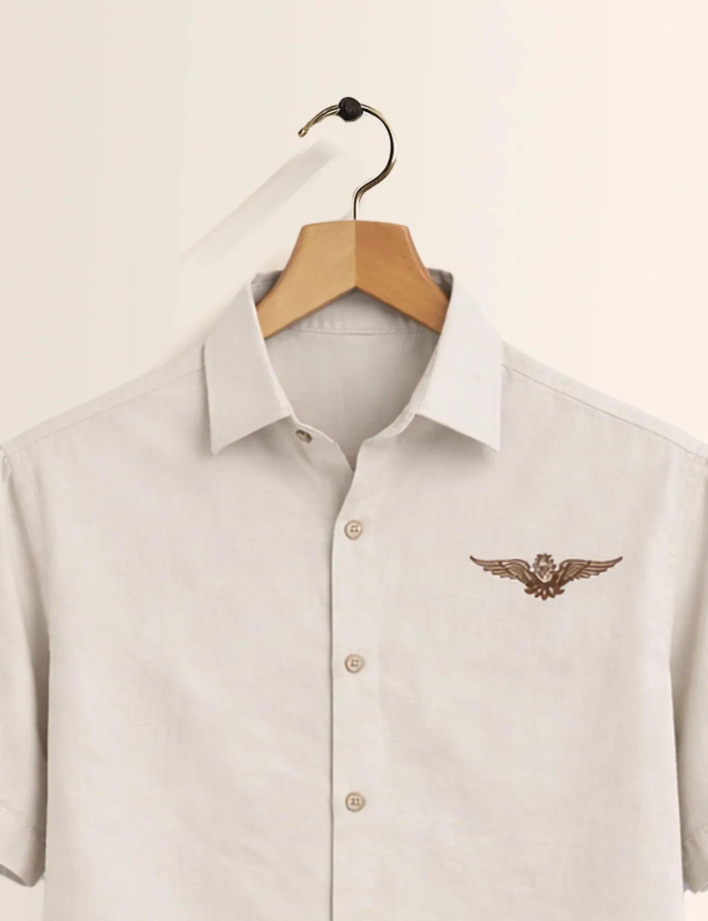 Premium White Eagle Embroidered Half Sleeve Shirt