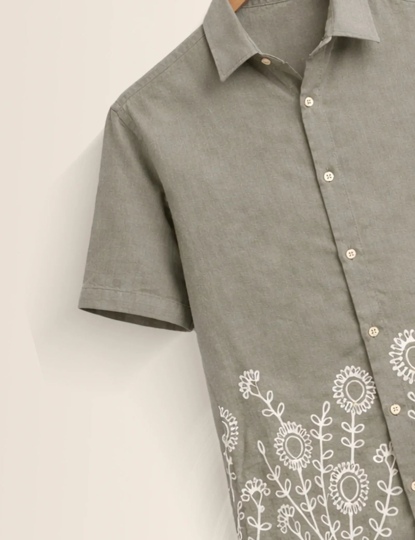 Premium Floral Embroidered Short Sleeve Shirt