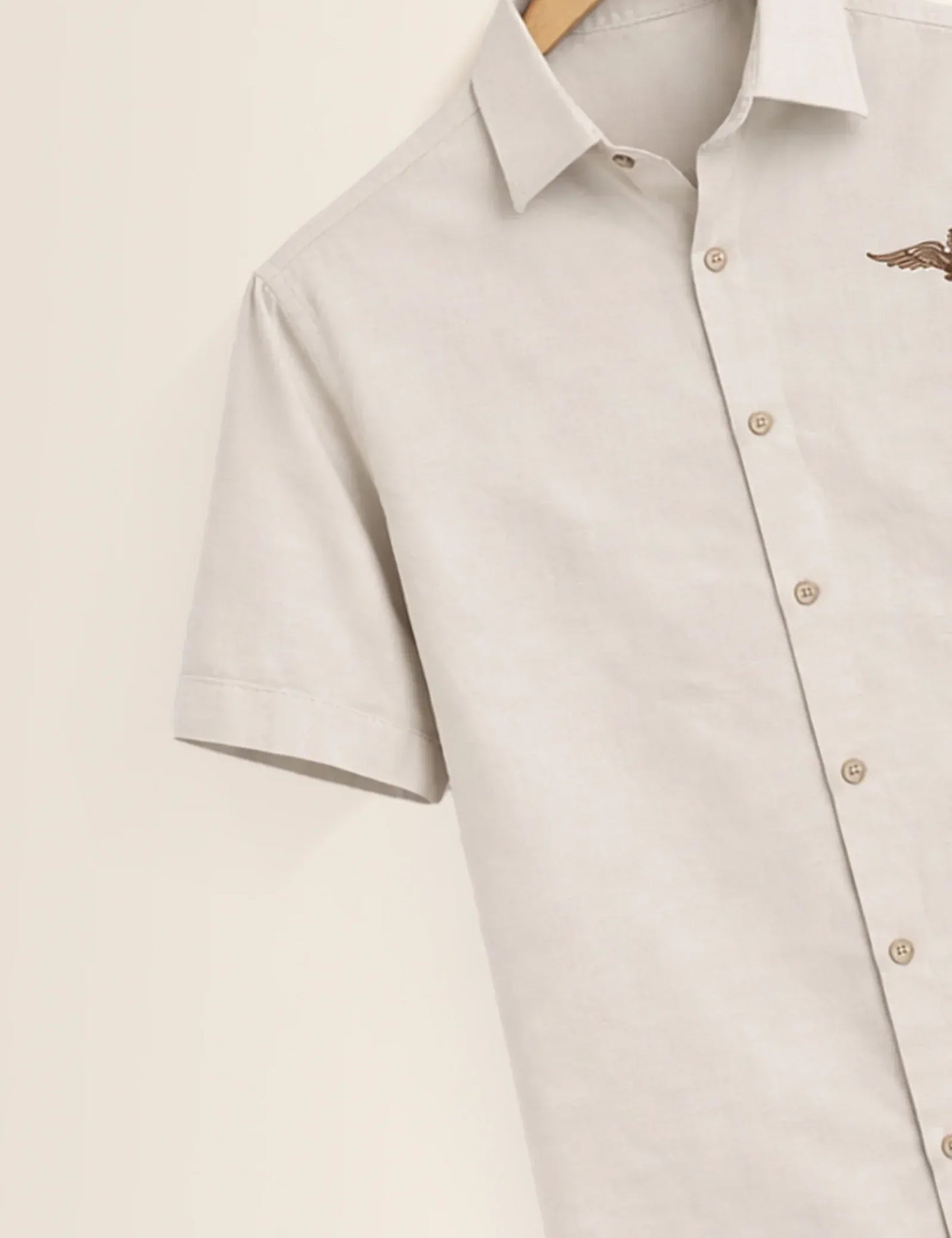 Premium White Eagle Embroidered Half Sleeve Shirt