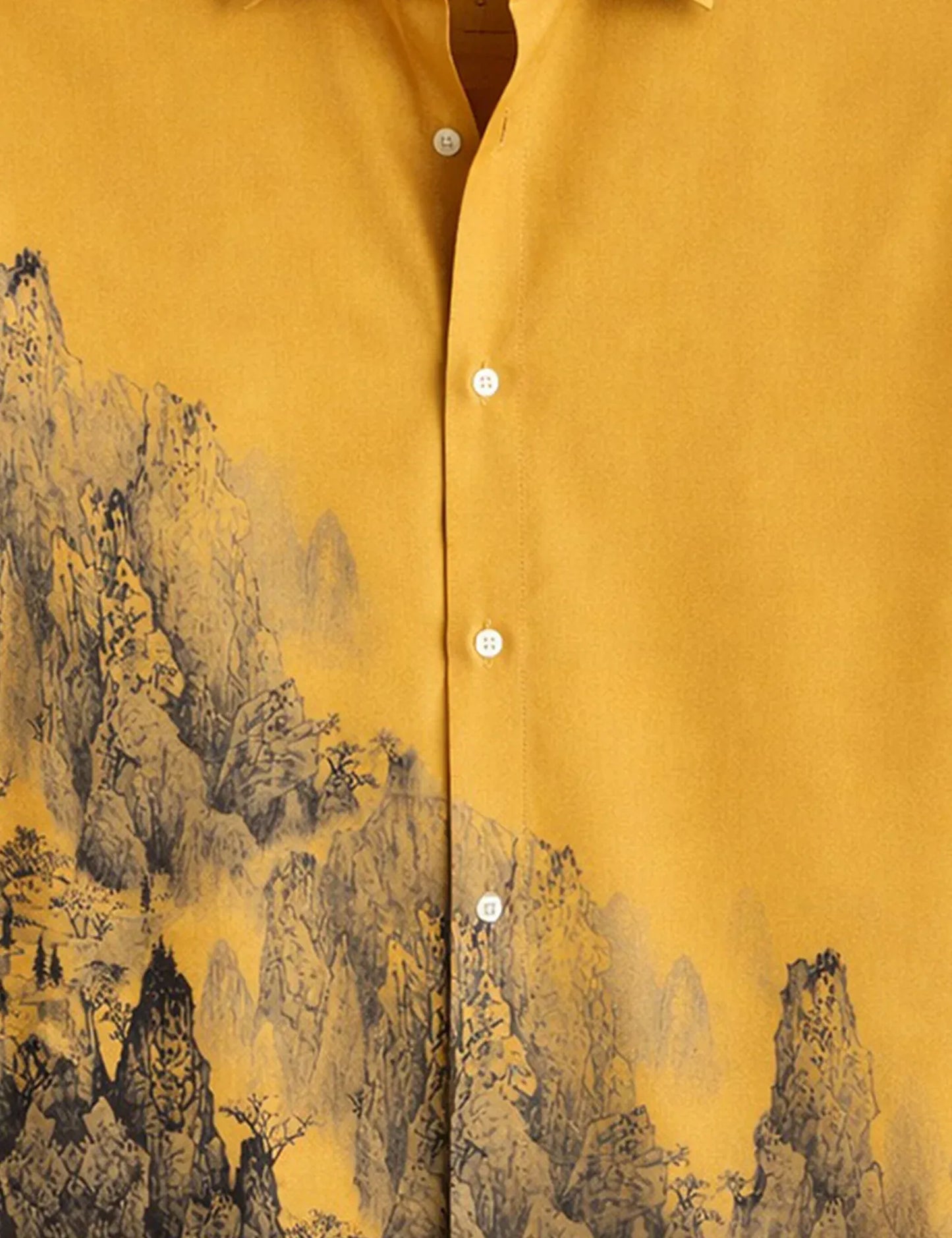 Premium Golden Landscape Print Half Sleeve Shirt