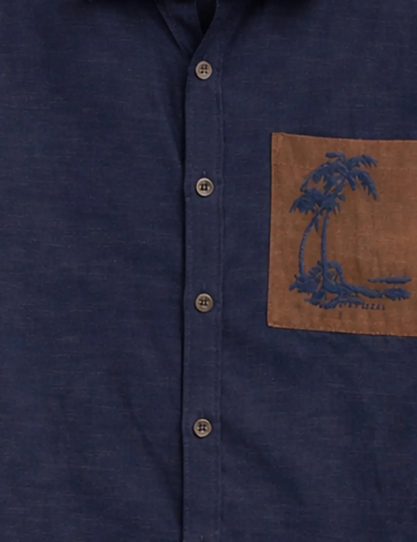Premium Navy Contrast Pocket Half Sleeve Shirt