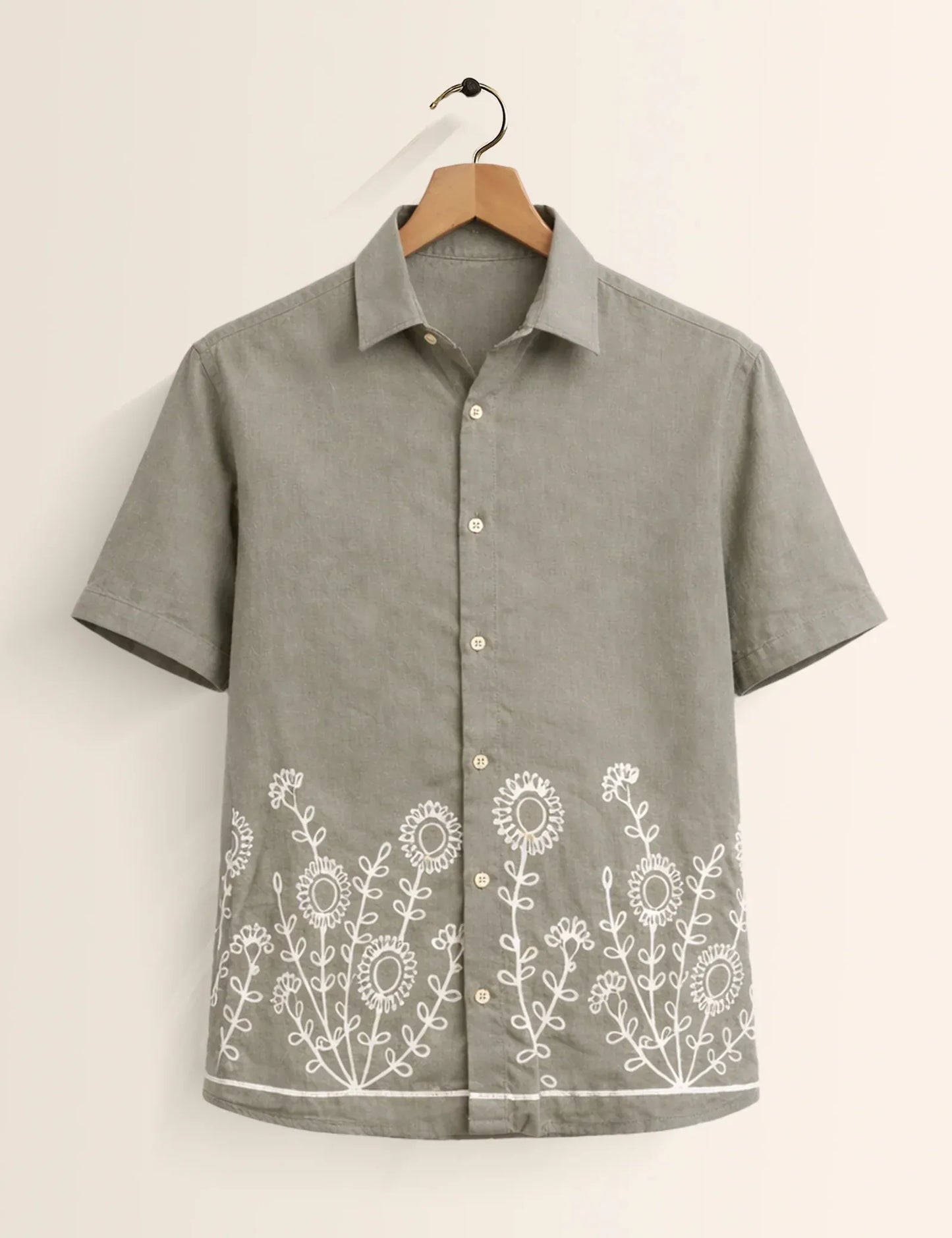 Premium Floral Embroidered Short Sleeve Shirt